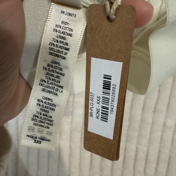 Skims Rib Cotton Plunge Bralette Logo Wireless Bra Size XXS Color Bone NWT - Picture 5 of 9